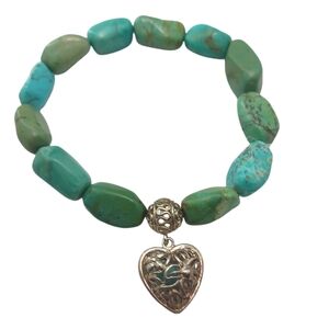 Vintage Whitney Kelly Womens Bracelet Turquoise 925 Sterling Silver Heart